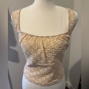 Lulu's Cream Floral Textured Square-Neck Tank